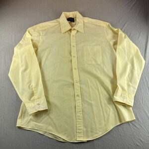 Vintage 70s Sears Sportswear Shirt Mens L Yellow Long Sleeve Button Up Preppy